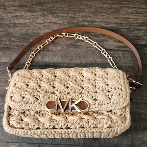 Michael Kors Ladies Parker Medium Woven Straw Shoulder Bag